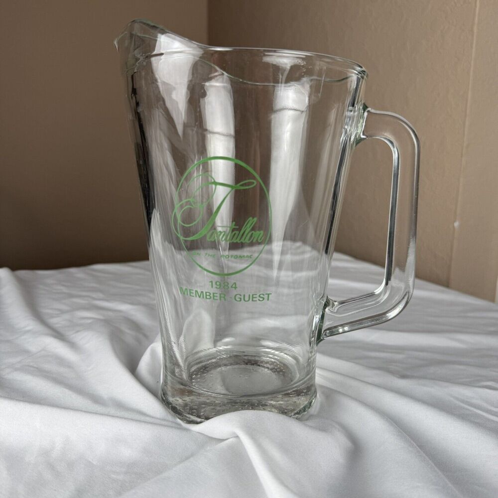 Tantallon On The Potomac Glass Beer Pitcher 32 Oz 2 Quart 1984 Member - Guest